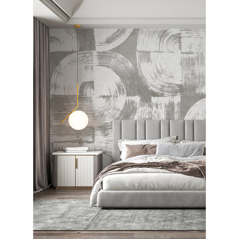 Dove Grey Abstract Brushstrokes Non-Pasted Wall Mural