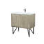 Meuble-lavabo rustique en acacia 36 po X P 20 po D, dessus en quartz blanc et robinet chromé-1285052116
