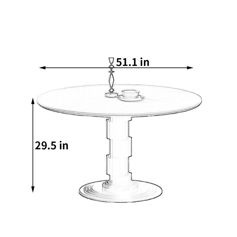 Petite table de salle à manger de style explosion, 29.5"H x 51.1"L x 51.1"W