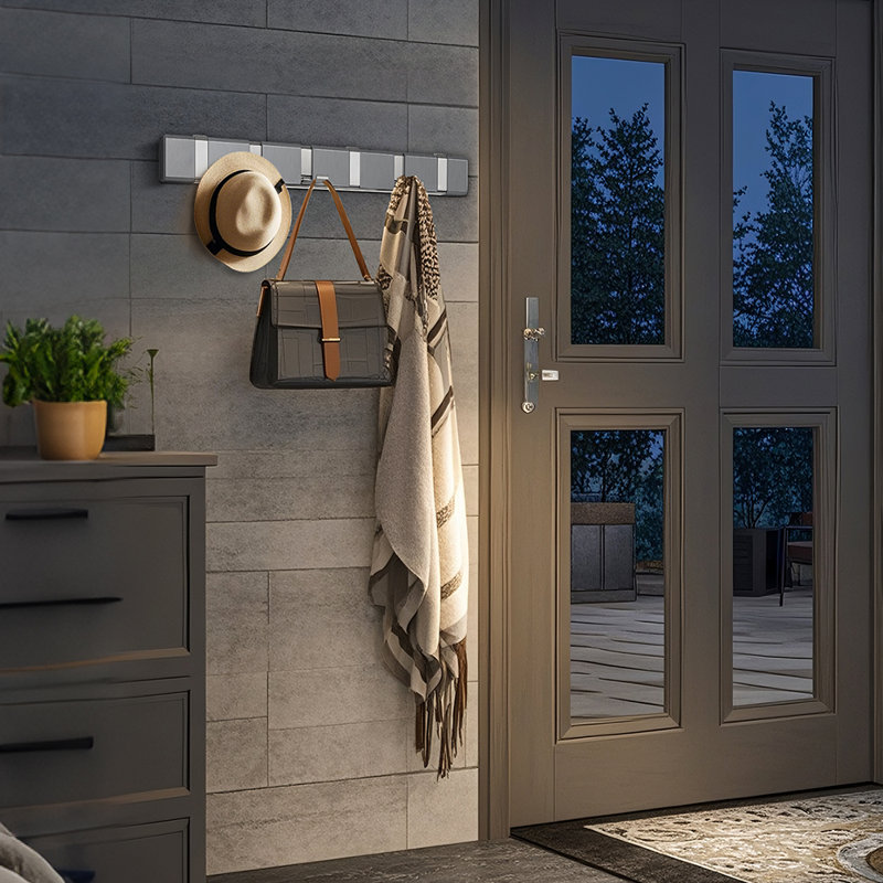 Stainless Steel Flip Wall 6-hook Wall Mounted Coat Rack