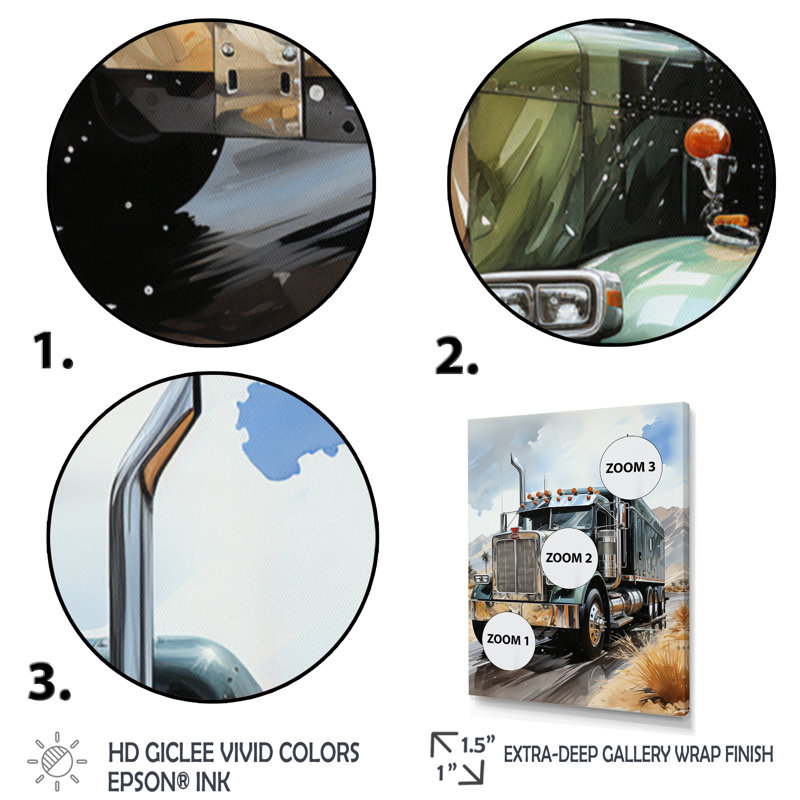 «Sawna Semi Truck Carbon Fiber I», reproduction sur toile, H 32 po x l 16 po x P 1 po, Encadrement doré