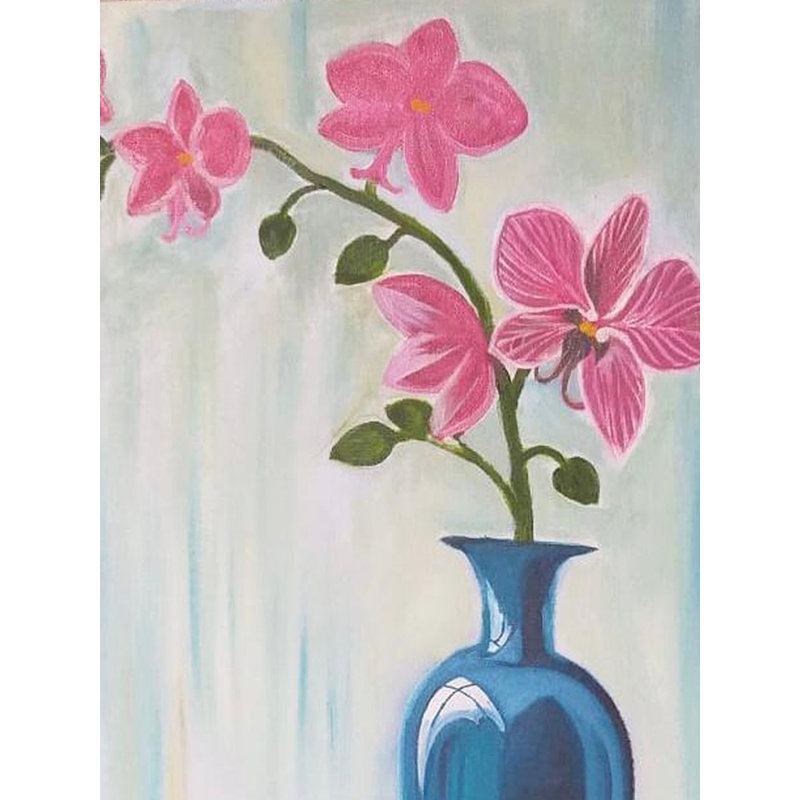 Fleur dans un vase | Huile sur toile | Par Mousumi Chakaraborty