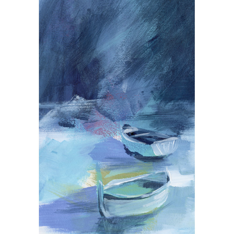 Cove Boats II - Painting on Canvas, Wrapped Canvas, 122cm H x 81cm W