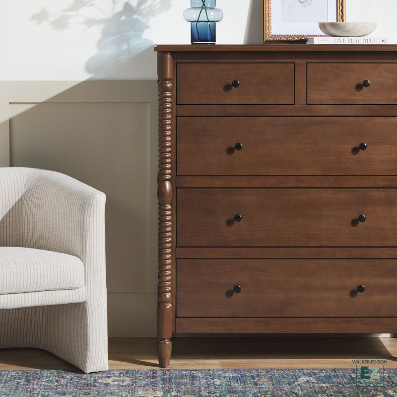 Commode à 5 tiroirs Vivienne, Brun foncé