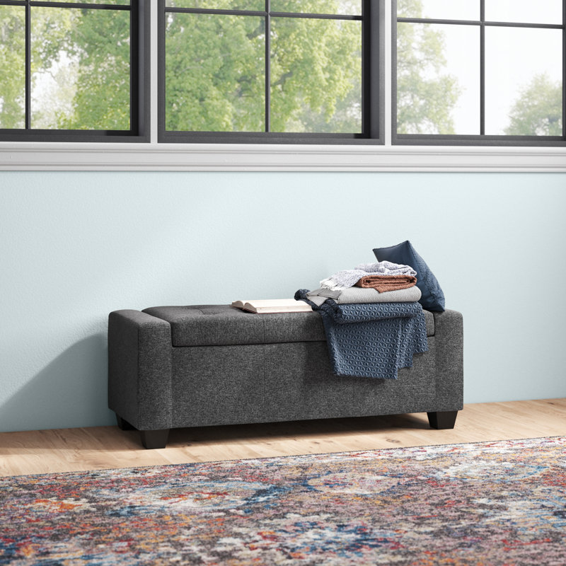 Banc de rangement rembourré Koski, Gris