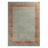 Distressed Homage Hand Knotted Wool Geometric Area Rug in Blue, Orange, Red, Beige, Brown