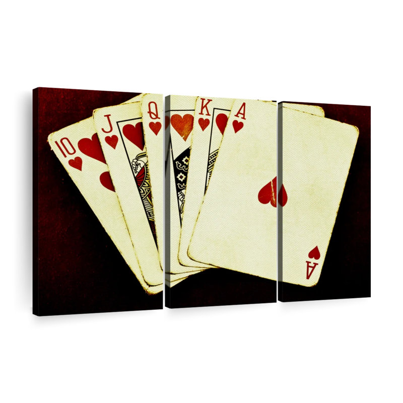 «Royal Flush», 3 pièces sur toile, H 36 po x l 57 po x P 1,25 po
