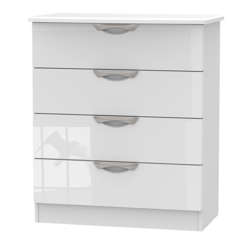 Fully Assembled Ratley 4 Drawer Chest of Drawers, White Gloss