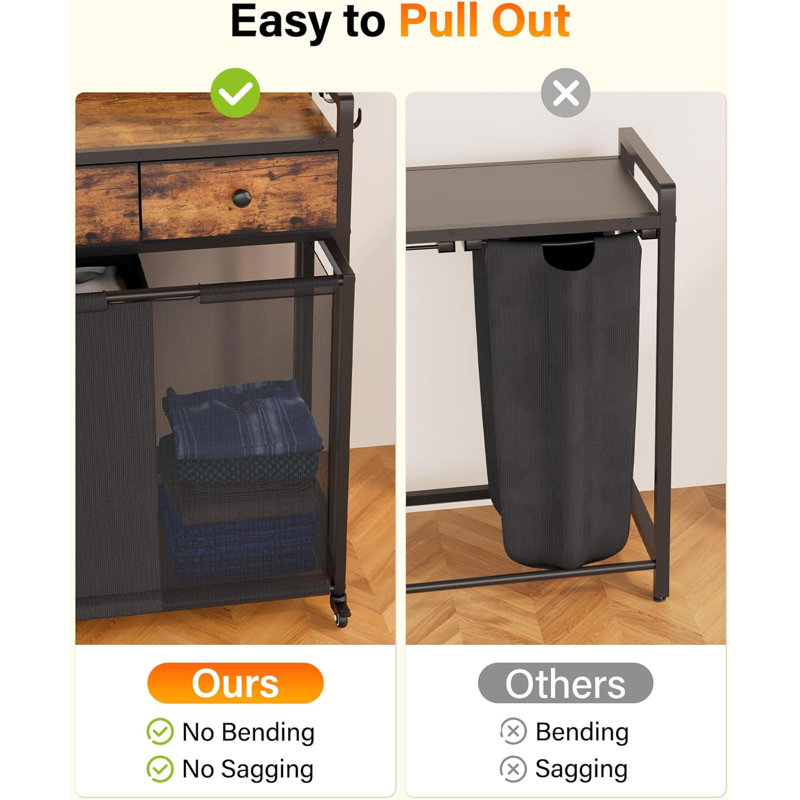 Laundry Hamper Laundry Sorter with 2 Removable Bags Laundry Basket with Shelf Drawers