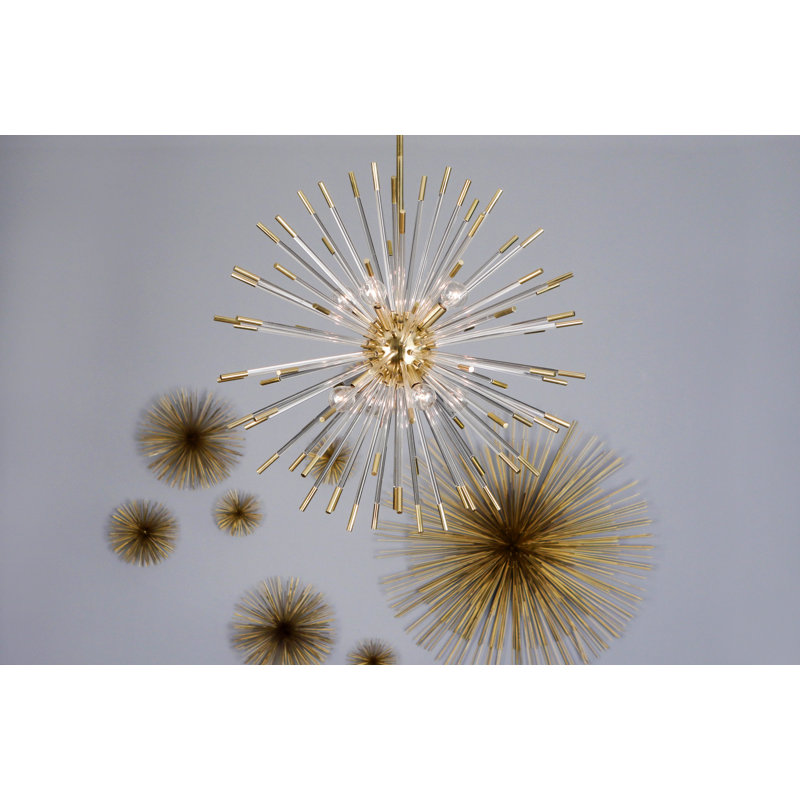 Andromeda 8 - Light Chandelier, Modern Brass, 28" H x 28" W x 28" D