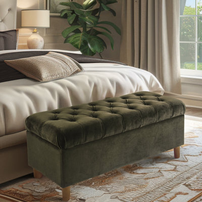 Velvet Upholstered Storage Bench