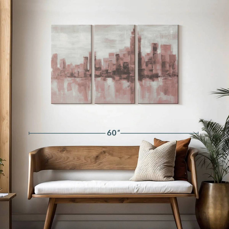 Sireci Misty Day In Manhattan Pink Gray, 28" H x 45" W