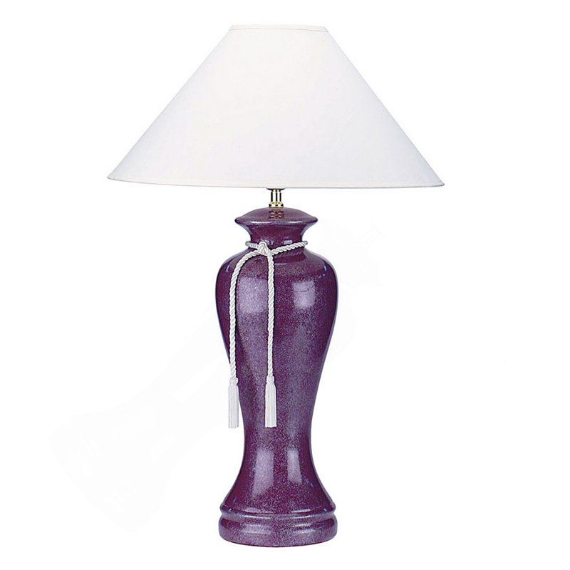 Lampe de table haute 35 po en céramique, design incurvé avec finition bourgogne, abat-jour en lin