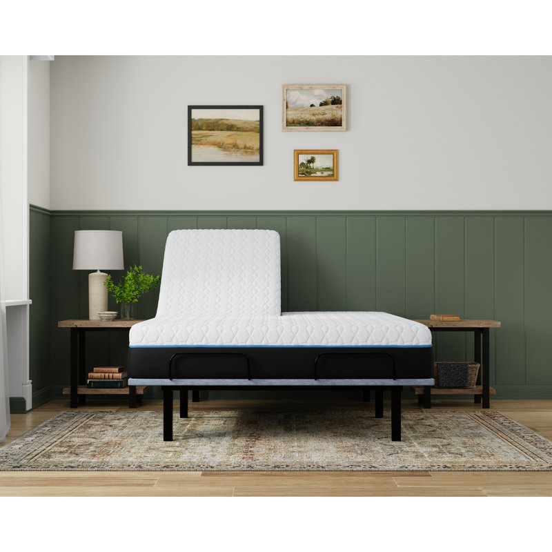 Grand matelas à plateau divisé avec gel 2,5 po et couches de mousse en tissu rafraîchissant, Queen