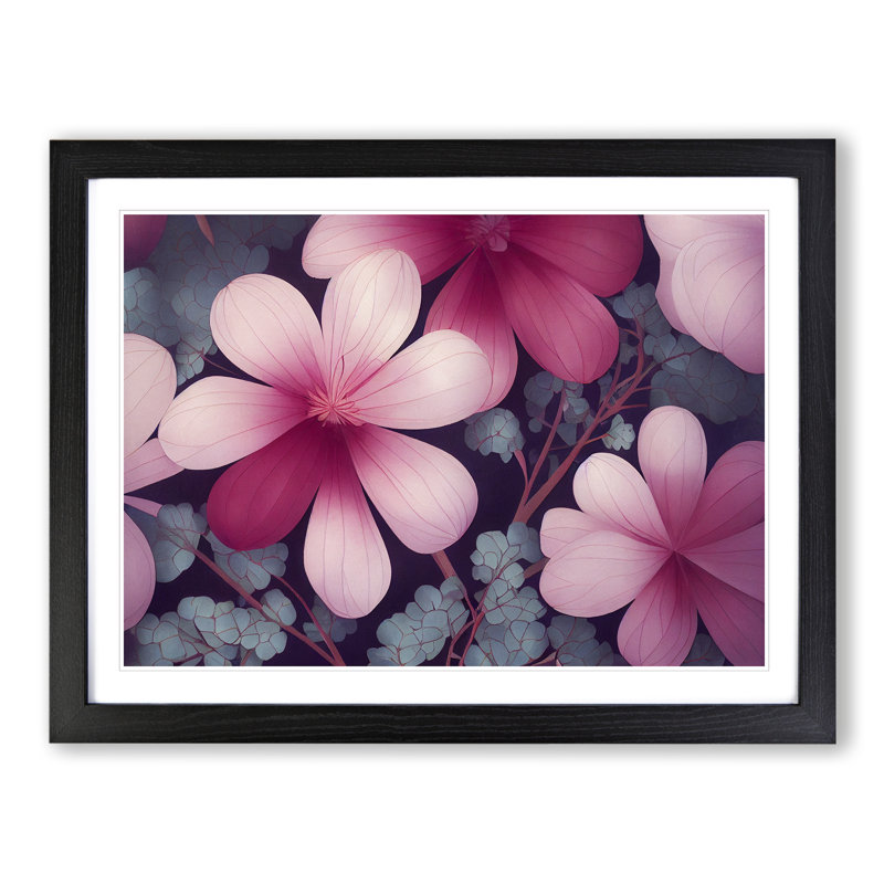 Vibrant Flowers - Framed Print, Black, 46cm H x 64cm W x 2cm D