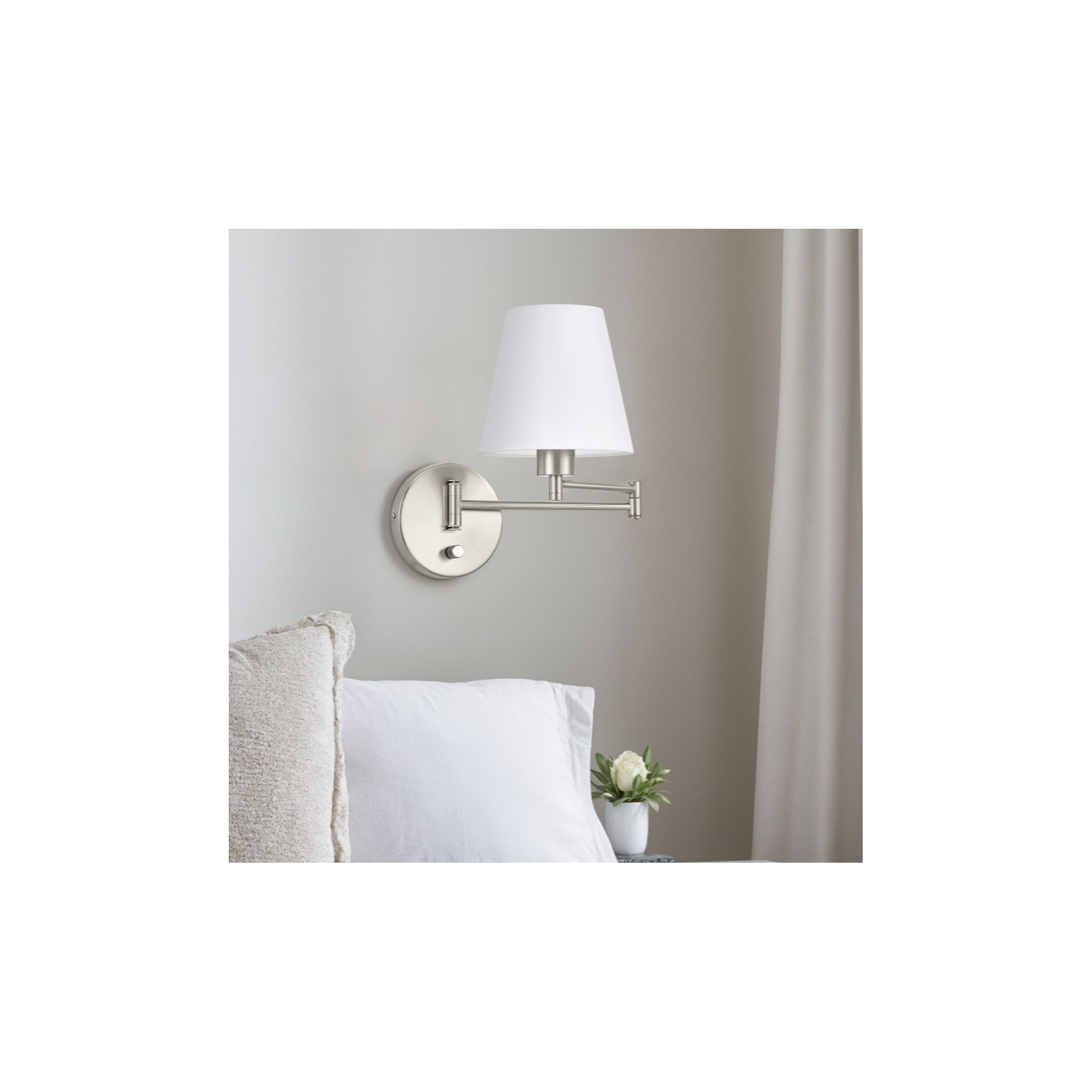 Swing Arm Sconce, Brushed Nickel, 13.78" H x 7.09" W x 21.26" D