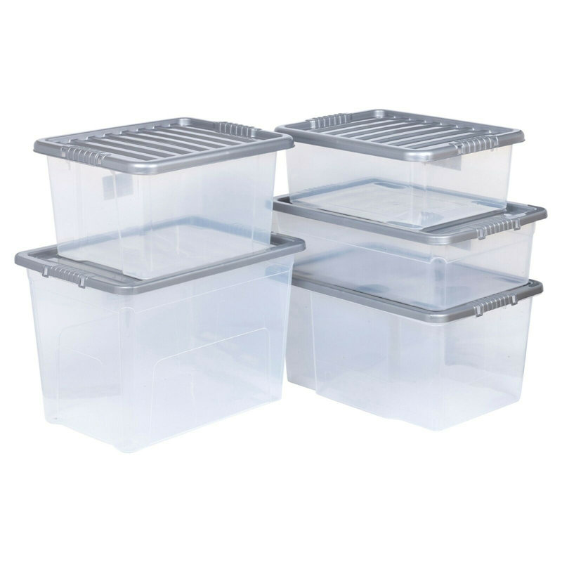 Symple Stuff Plastic Decorative Bin, Silver, 75 Litre
