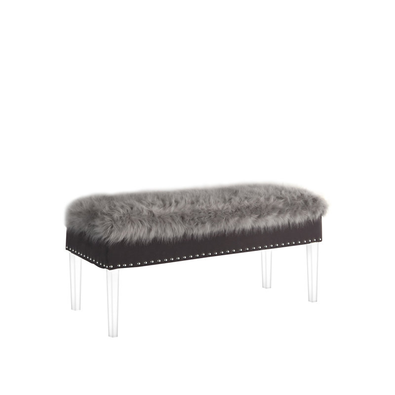 Contemporary Chic Clear Acrylic Storage Bench, Gray