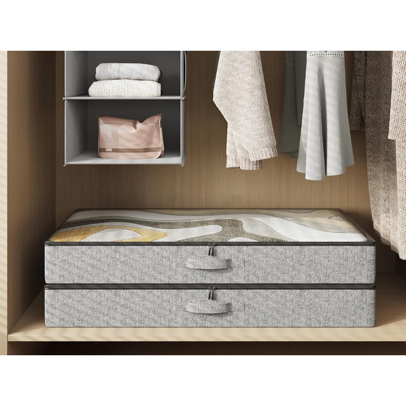 2-Pack Under Bed Storage Containers, 4.5 Inches Tall Low Profile Underbed Clothes Storage Organizer Bin With Sturdy Sidewalls/Bottom, Underbed Storage Bins 2 Storage Thin Bins