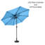Parasol d'extérieur avec abat-jour lumineux 9 pi avec base lestée 19 lb, éclairage à DEL à énergie solaire et pavillon à bouton-poussoir inclinable de Villacera (bleu)-1582285350