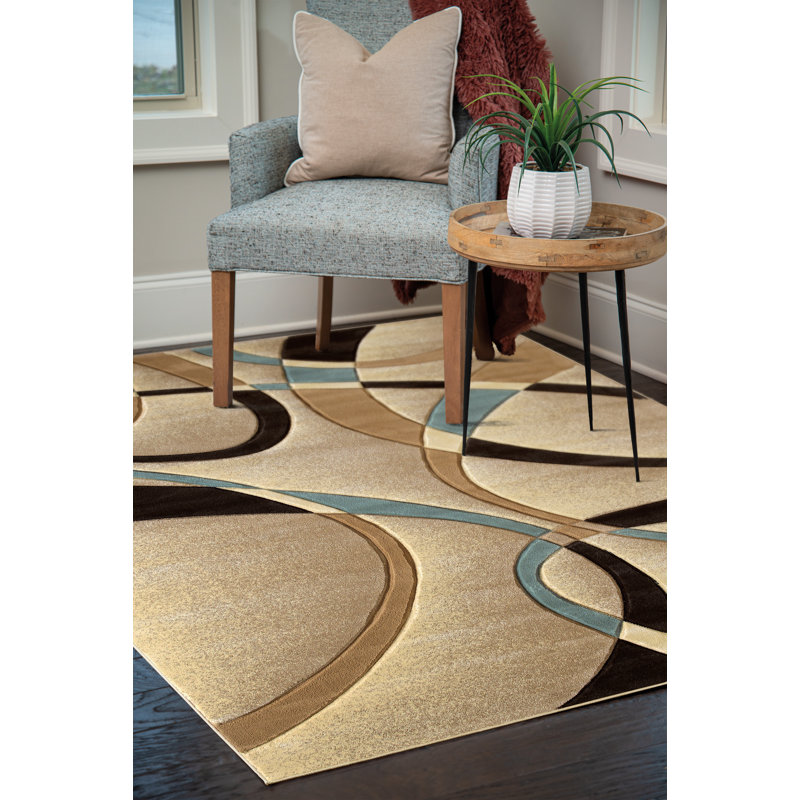 Tapis beige à motif abstrait Dov, Rectangle 7 pi 10 po x 10 pi 6 po