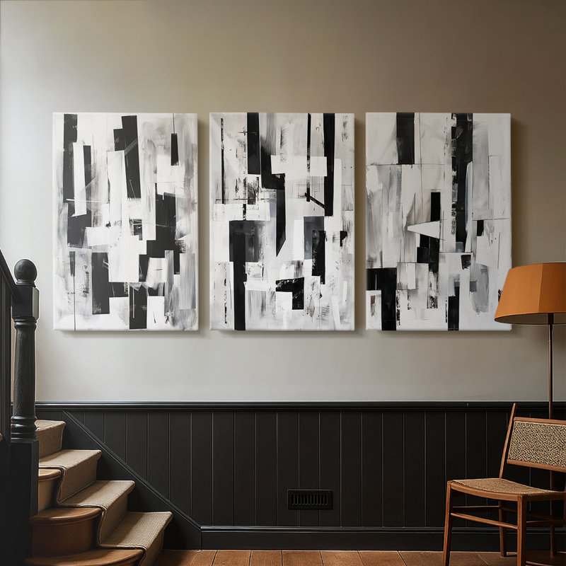 ABSTRACT Series XL - Toile tendue avec châssis sur mesure - 3 pièces, H 12 po x l 24 po