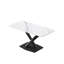 Table de salle à manger rectangulaire en pierre frittée blanche de 63 po avec pieds en X en fer noir, apte à 6, non et chaleur craquelable-1735947701-1735947700
