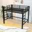 Lit mezzanine en métal avec échelles doubles, barrières de sécurité et espace sous le lit peu encombrant-890267462
