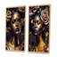 «Gold and Black Floral Woman V», 2 pièces sur toile-1224509249-1224509251