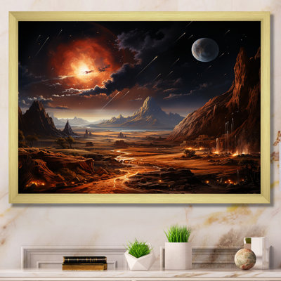 «Futur Cosmic Sunrise On Moon II», art mural de la planète espace