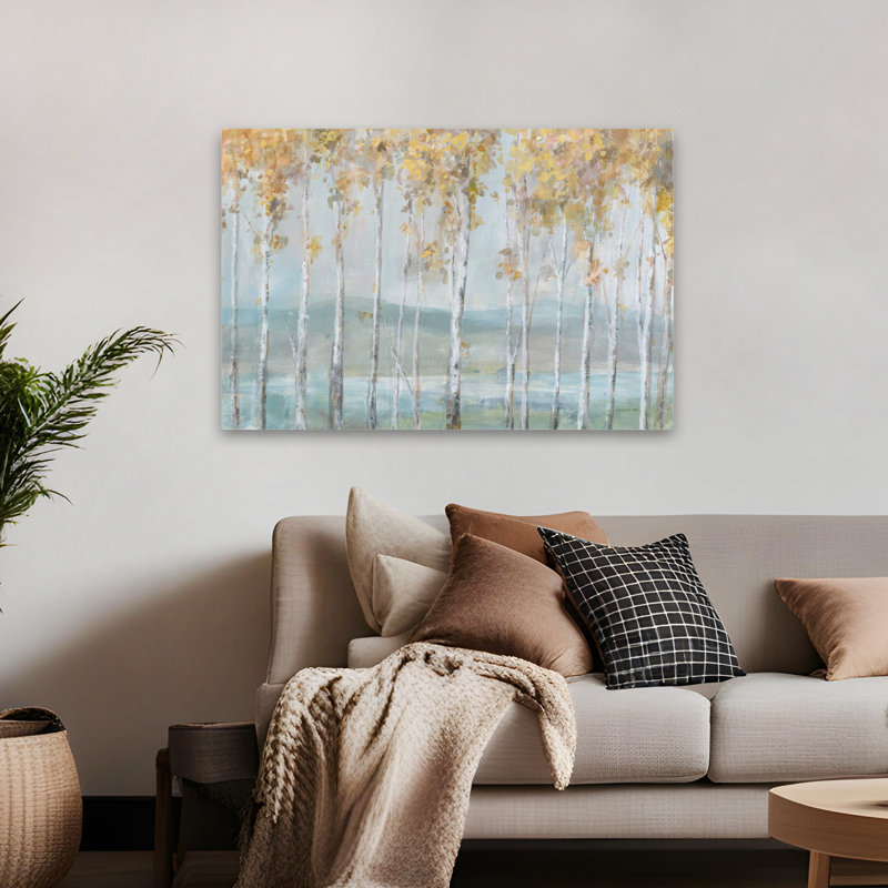 Automne et bouleau Lakeview Birches Art, H 32 po x l 48 po