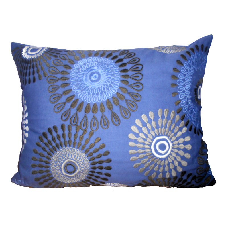 Embroidered Throw Pillow, Blue