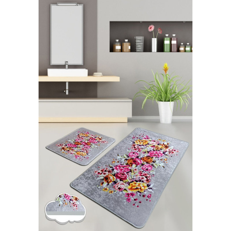 Ensemble de tapis de bain de qualité supérieure (2 pièces) en polyester antibactérien de 23,6 po x 39,4 po et de 19,7 po x 23,6 po | Dessous antidérapant, 700 g / m² | Lavable à la machine, doux et durable pour le confort de la salle de bain, design élégant et fonctionnel