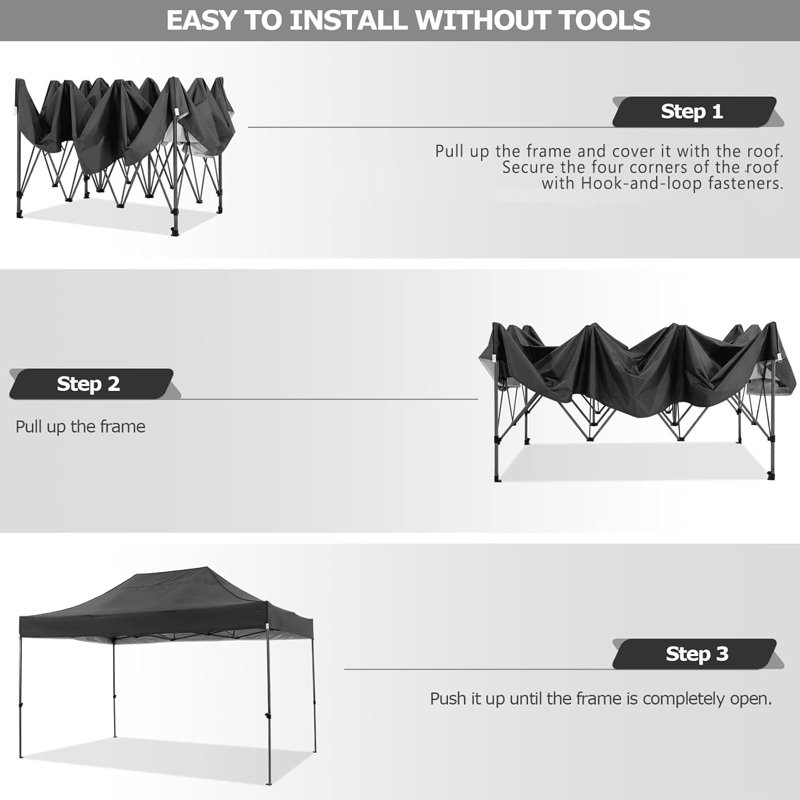  6m x 4.5m Steel Canopy, Black