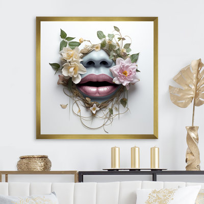Floral Lips Silhouette I - art sur toile tendance