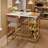 Dining Bar Table Set With 3 Storage Shelves, Pub Bar Counter Table With 2 Footrest Chairs-1337629338