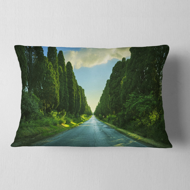 Coussin droit, cypress arbres - paysage imprimé