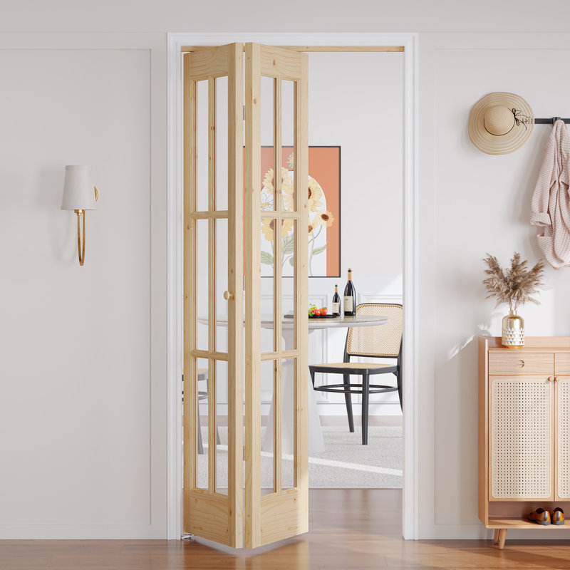 Porte pliante en verre massif non fini avec trousse de quincaillerie d'installation, 36 po x 80 po, 2