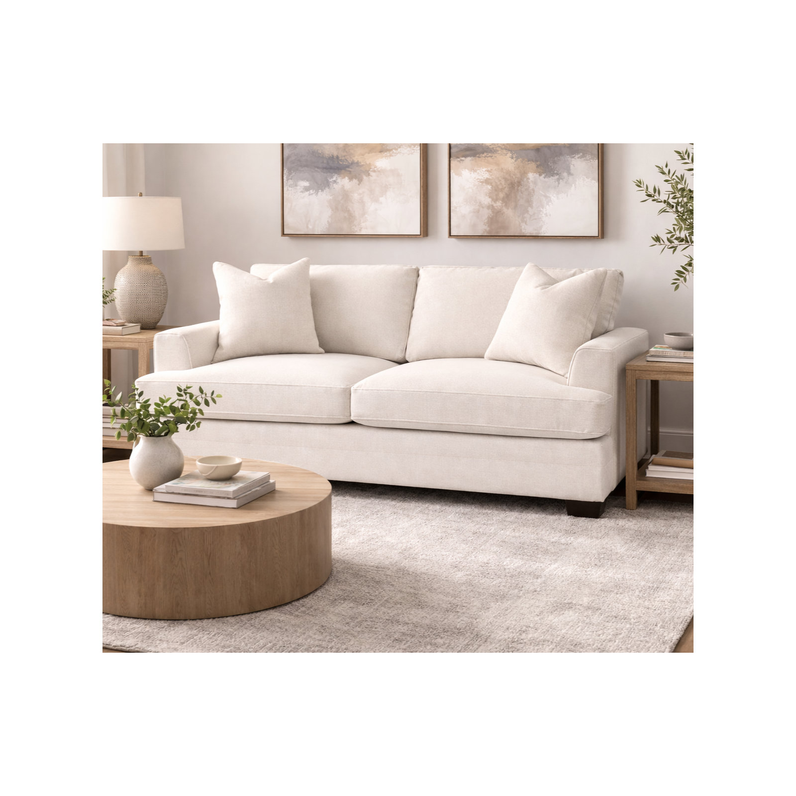 Edan Upholstered Sofa, Macarena Light Gray Canvas