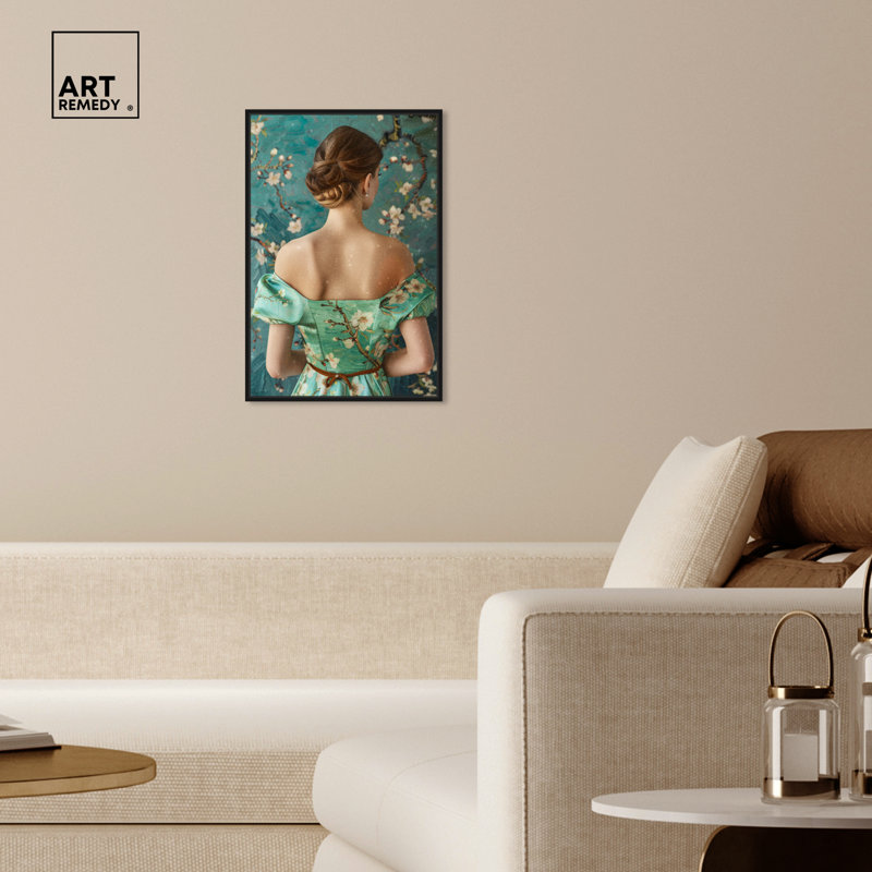 Art mural d'automne «Fashion Blossom» par Art Remedy, H 25 po x l 17 po, Cadre noir