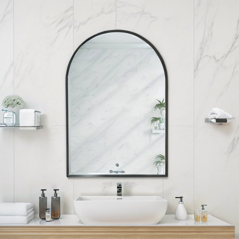 Arch Metal Wall Mirror, Black