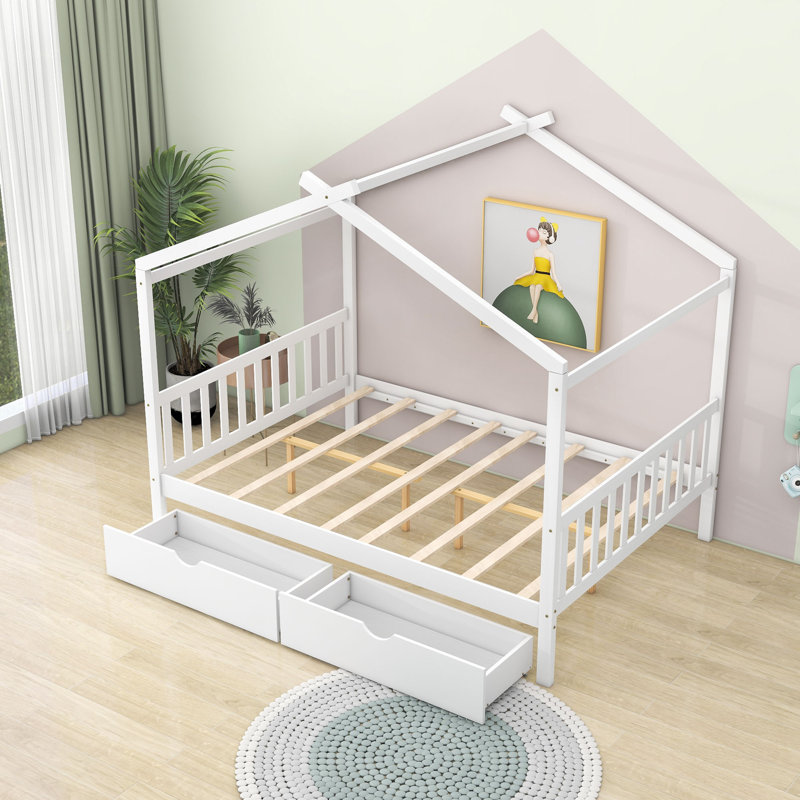 Tangerine Full 2 Drawer Platform Bed by Harper Orchard, White