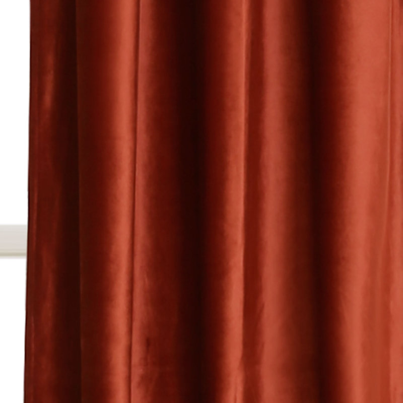 Prima Velvet Solid Velvet Room Darkening Curtain Pair, Rust, 38"W x 95"L
