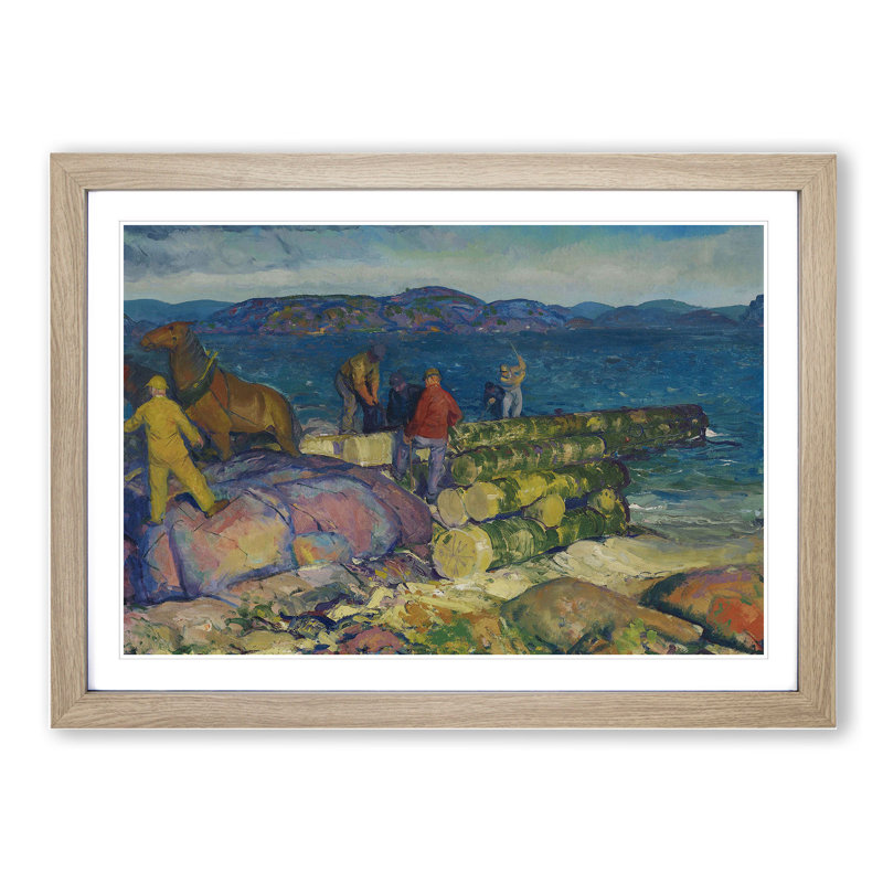 Dock Builders by George Bellows - Picture Frame Painting, Oak Framed, 36cm H x 48cm W x 2cm D