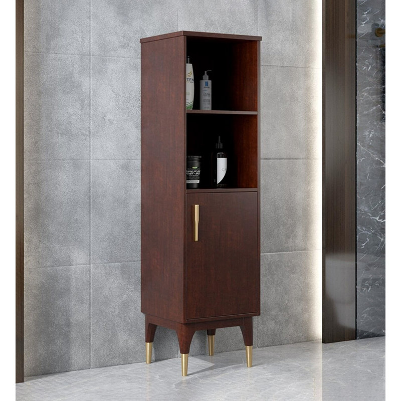Nouveau meuble-lavabo en bois d'hévéa de style chinois avec rangement pour salle de bain, 63 "H x15.7"W x 13.8"D