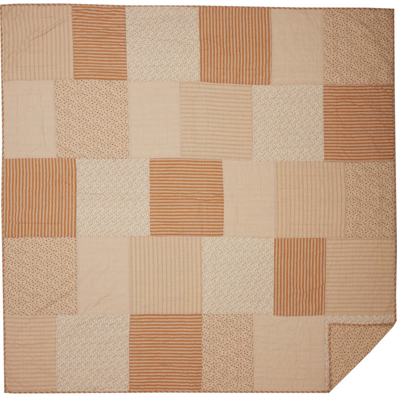 Camilia Cottage Vintage Floral Cotton Queen Quilt, Reversible