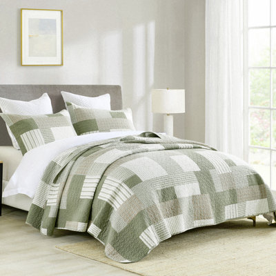 Ensemble de courtepointe 100% coton DDUOXIN Farmhouse Plaid - 1 courtepointe avec 2 taies décoratives