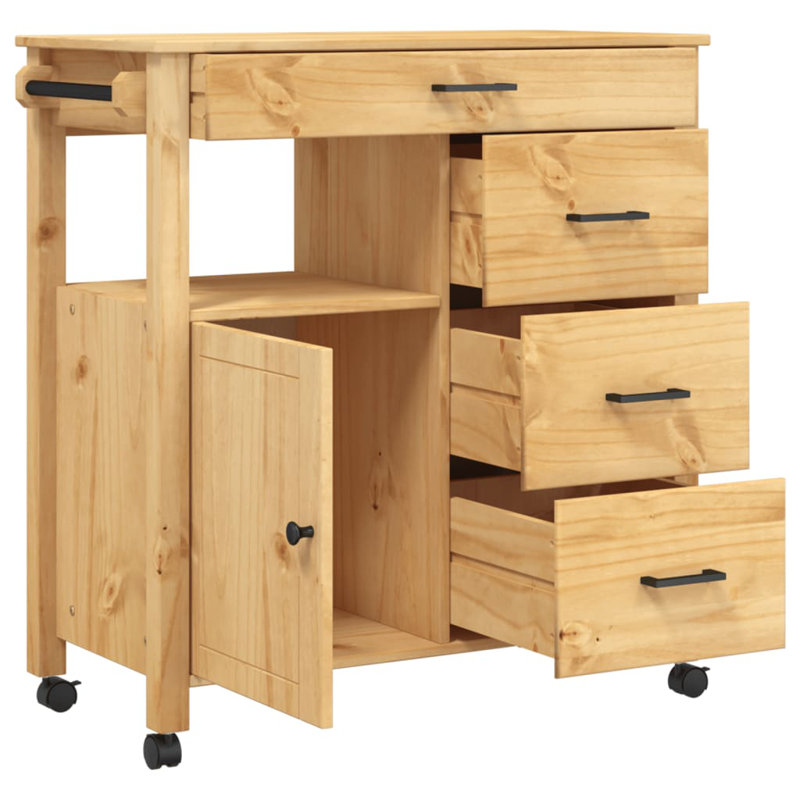 Solid Wood Bar Cart, Honey