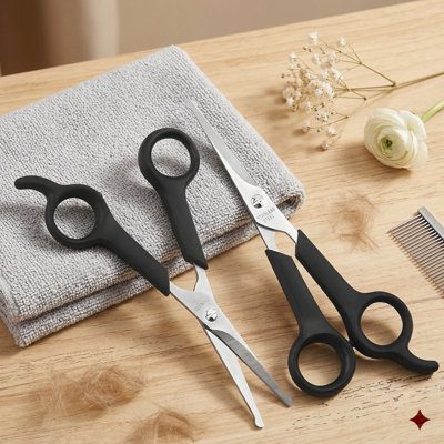 Pet Grooming Scissors Set For Body & Facial Trimming, Durable Stainless Steel Rounded Tips, Lightweight Shears For Dogs & Cats, All Hair Types