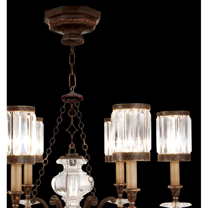Eaton Place 6 - Light Glass Classic / Traditional Chandelier, Rustic Iron